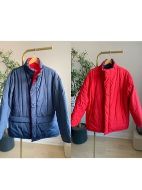 XL Vintage Polo Ralph Lauren Reversible Down Jacket Navy Red